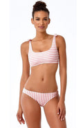  Anne Cole Studio Coral And White Striped Bikini Top