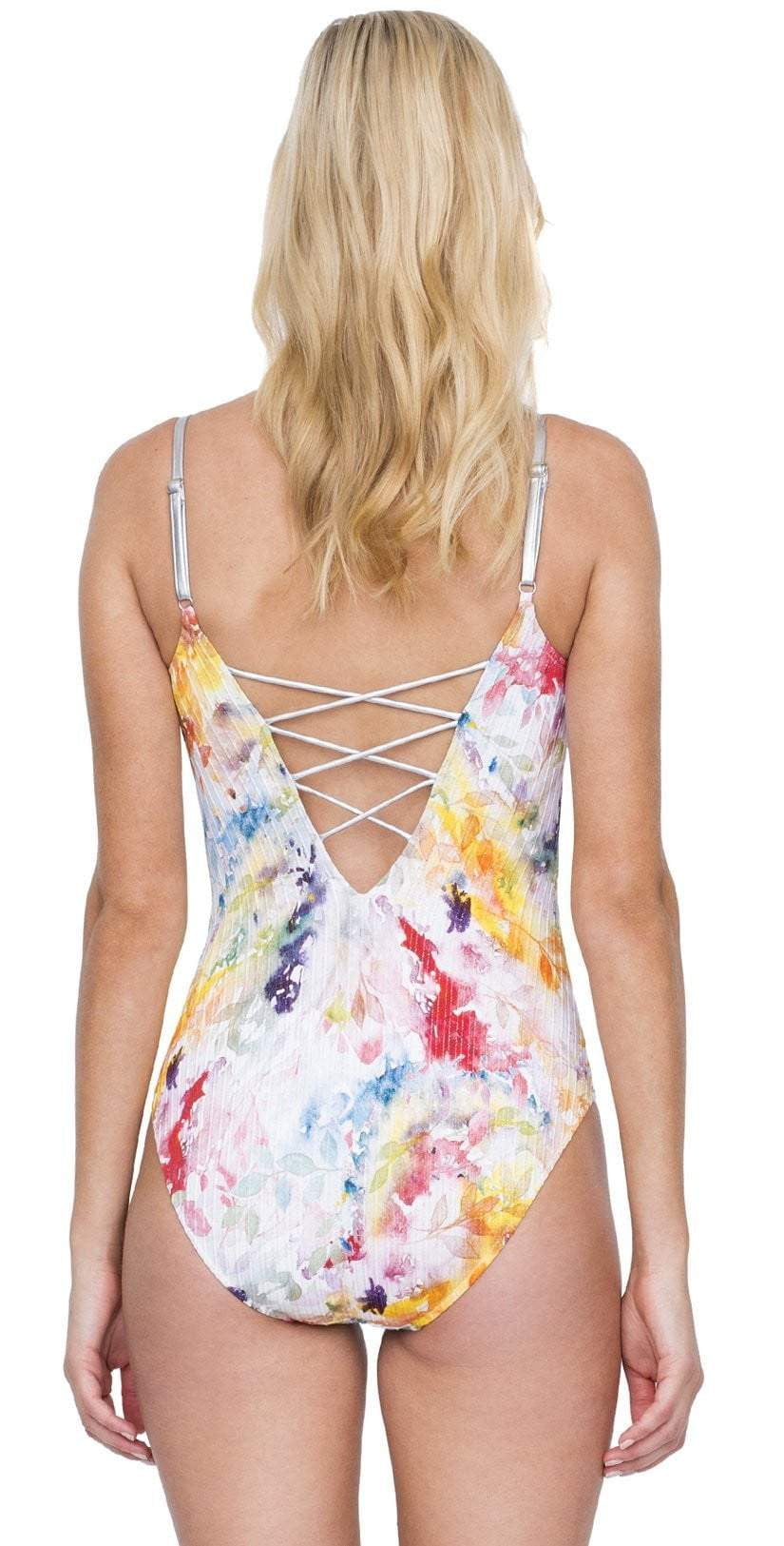  Gottex Aquarelle V-Neck One-Piece Swimsuit