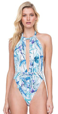  Gottex Exotic Paradise Deep Plunge One Piece Swimsuit
