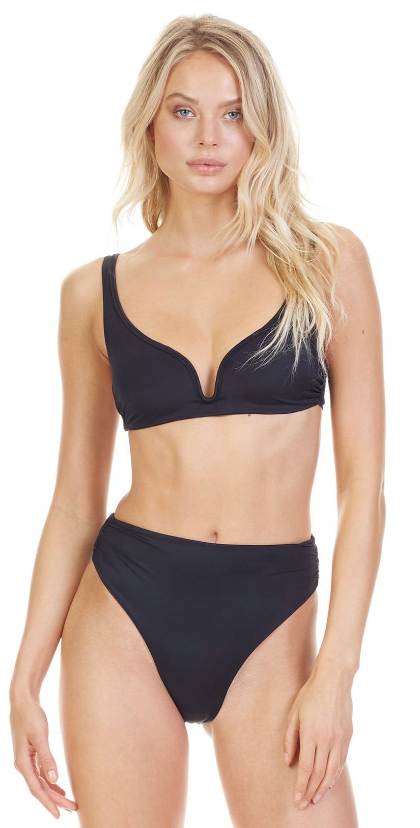  Tori Praver Chloe Plunge Bikini Top In Black
