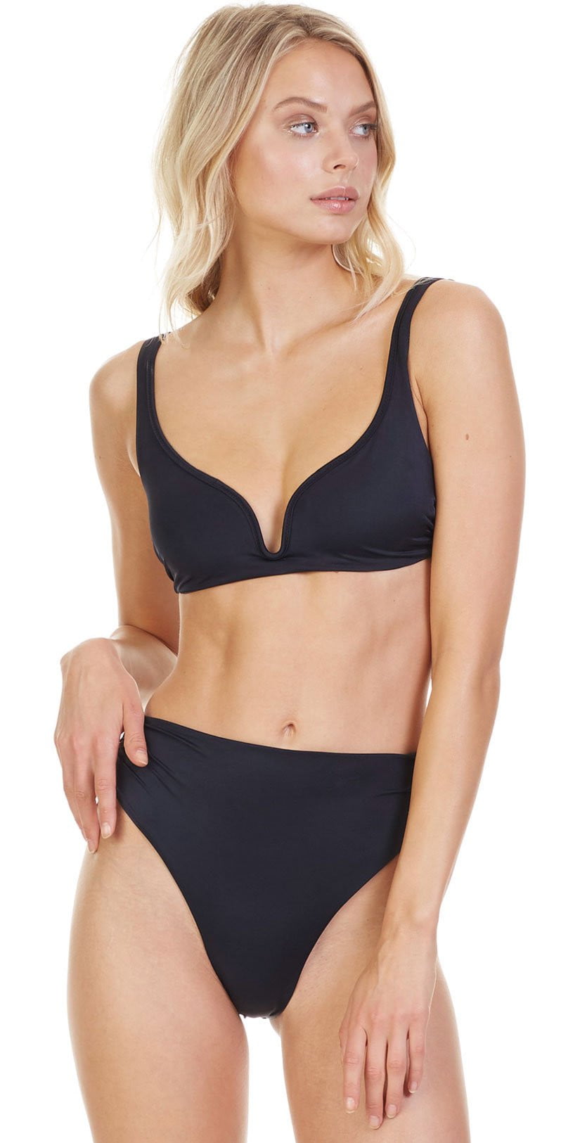  Tori Praver Chloe Plunge Bikini Top In Black