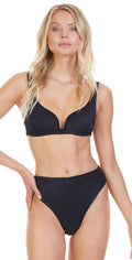  Tori Praver Chloe Plunge Bikini Top In Black