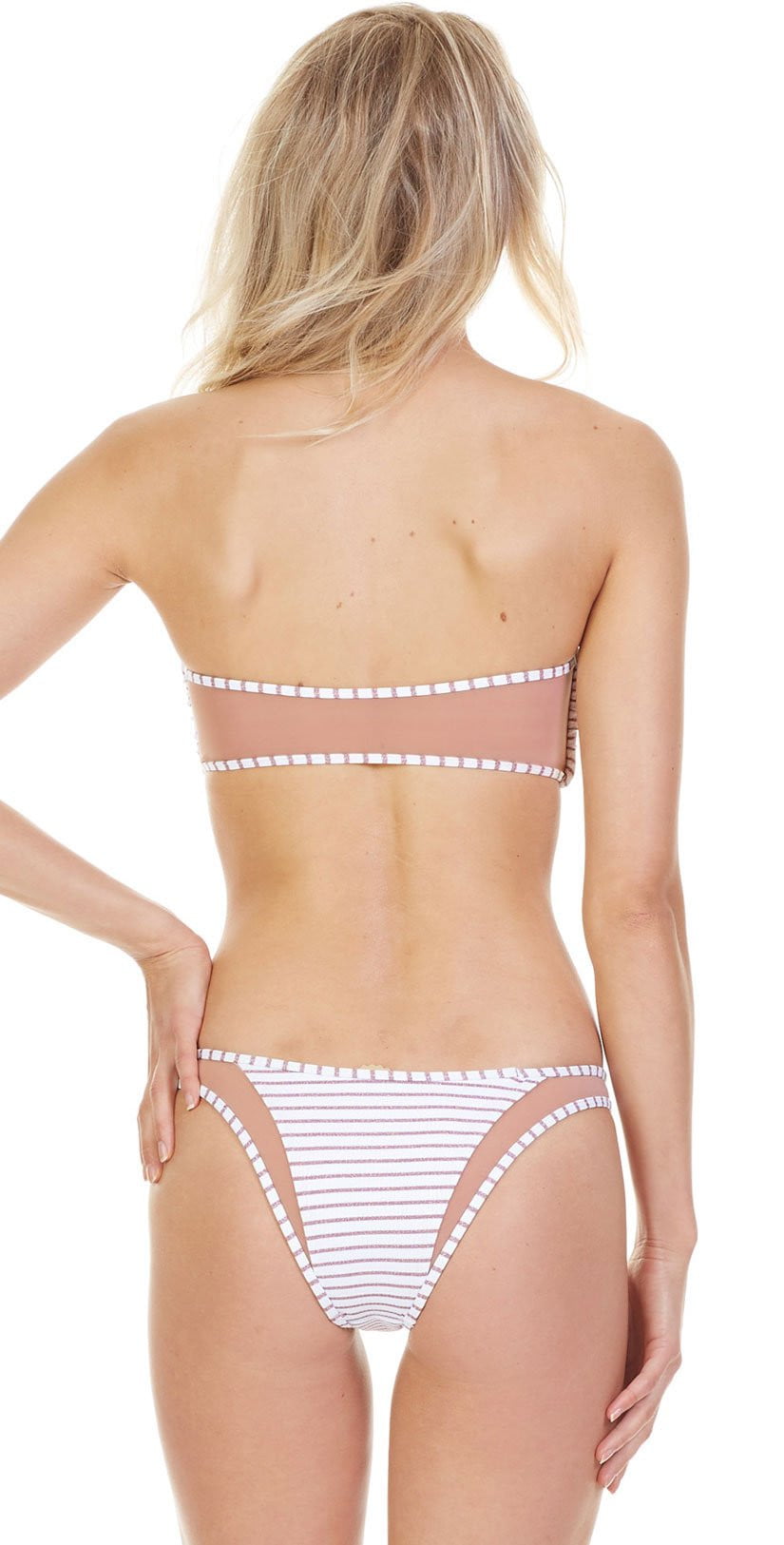  Tori Praver Royale Bandeau Bikini Top In Rose Gold Stripe