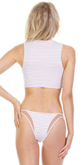  Tori Praver Manon Fine Rib Bikini Bottom In Rose Gold Stripe