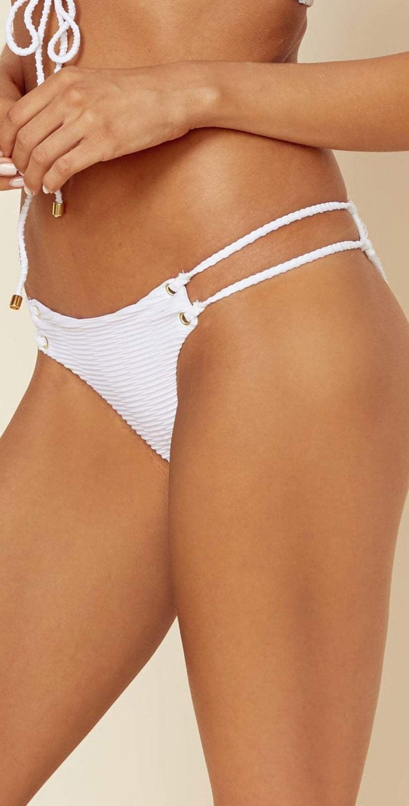  Blue Life Roped Up Skimpy Jacquard Bottom In White 390-9354-WHT