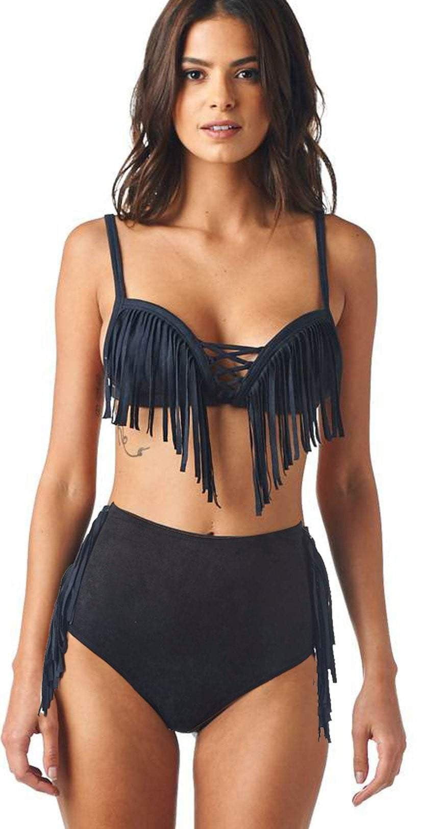  Montce Faux Suede High Rise Bottom In Black