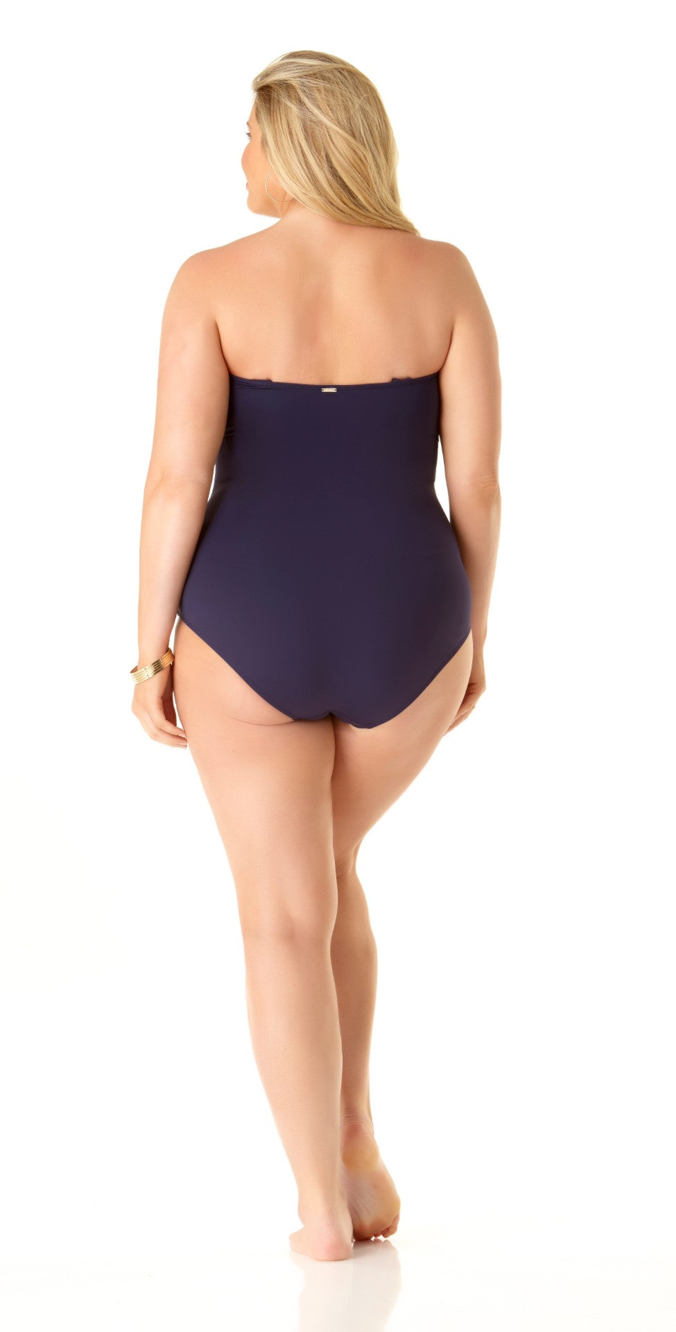  Anne Cole Plus Size Twist Front Shirred Bandeau One Piece Swimsuit
