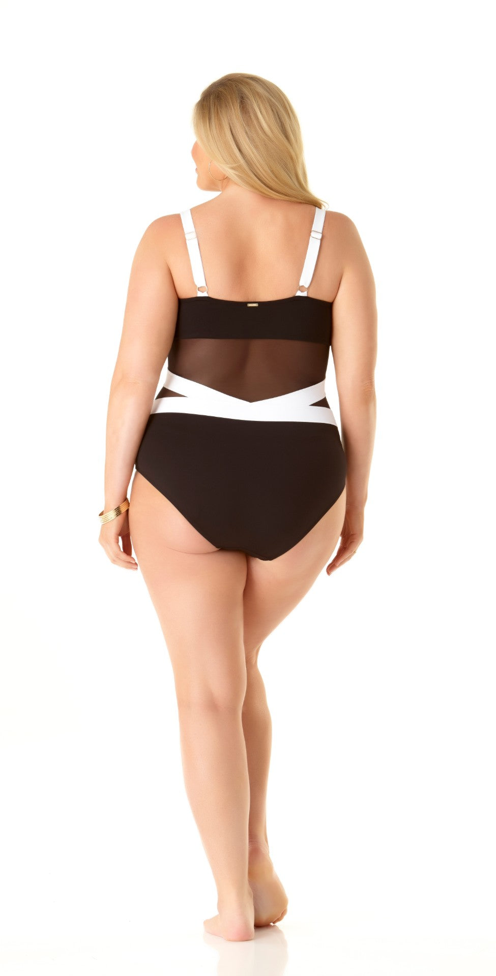  Anne Cole Hot Mesh Spliced Mesh One Piece Swimsuit