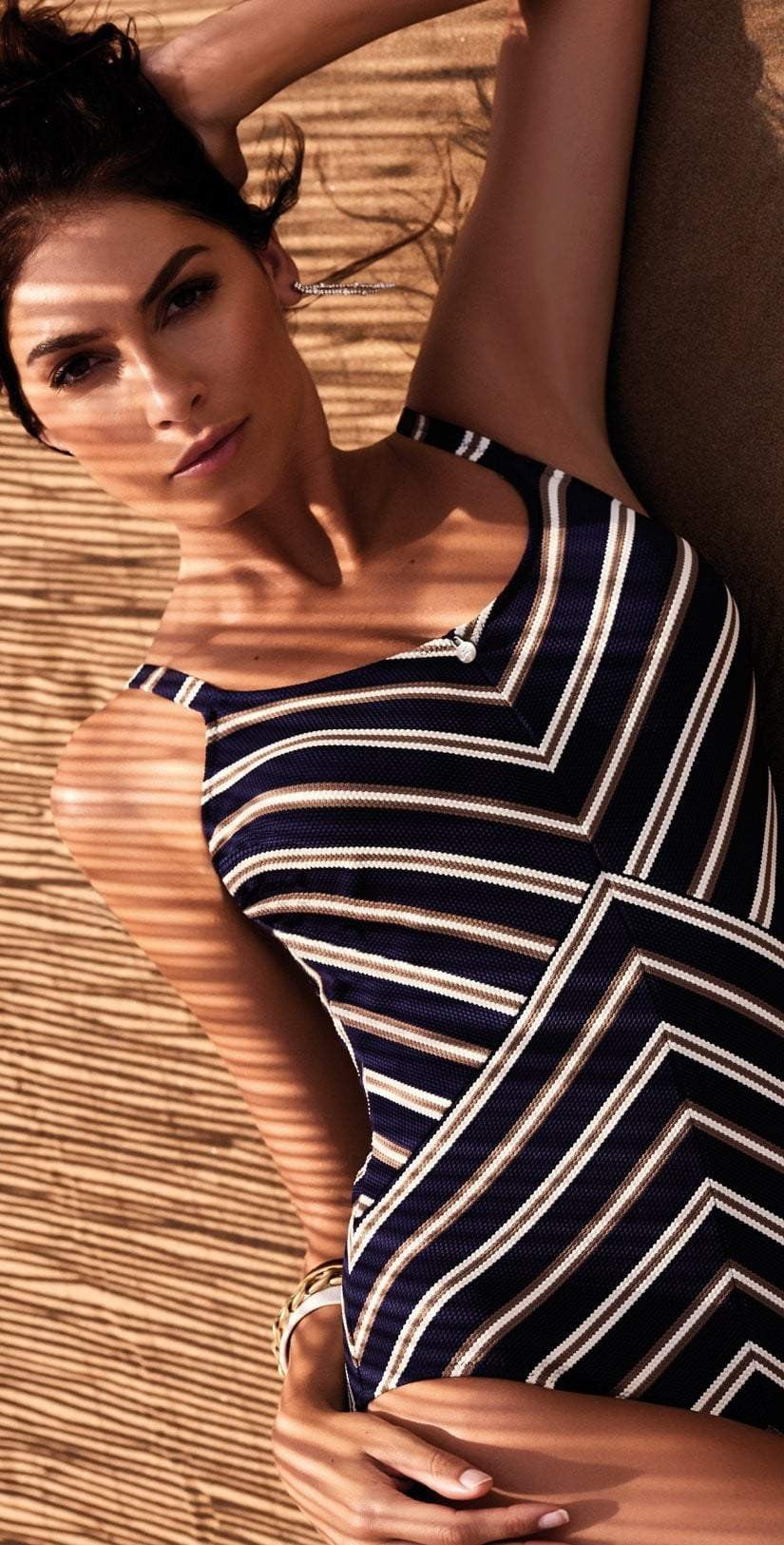  Nuria Ferrer Cannes One Piece In Navy Blue Stripes 3260