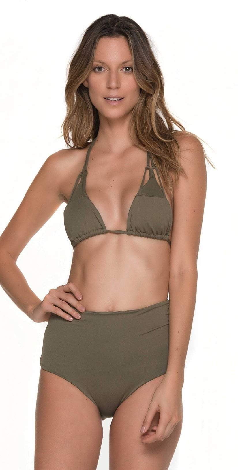  Malai Must Fishbone High Waist Bottom In Army Green B00371-ARMY