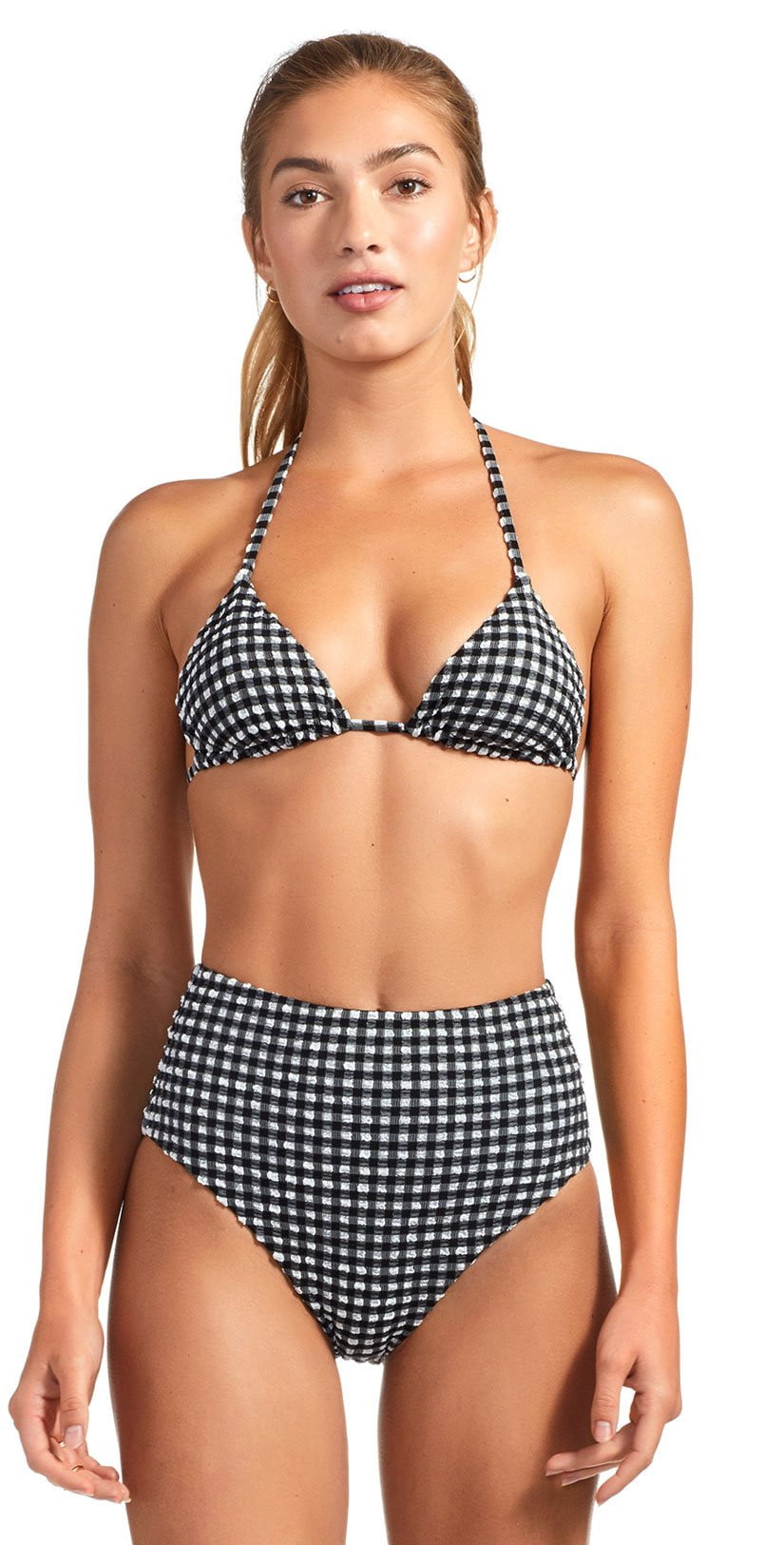  Vitamin A Gia Reversible Triangle Bikini Top In Vichy Black