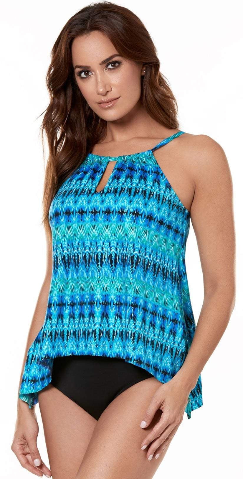  Miraclesuit Cabana Chic Blue Peephole Tankini Top