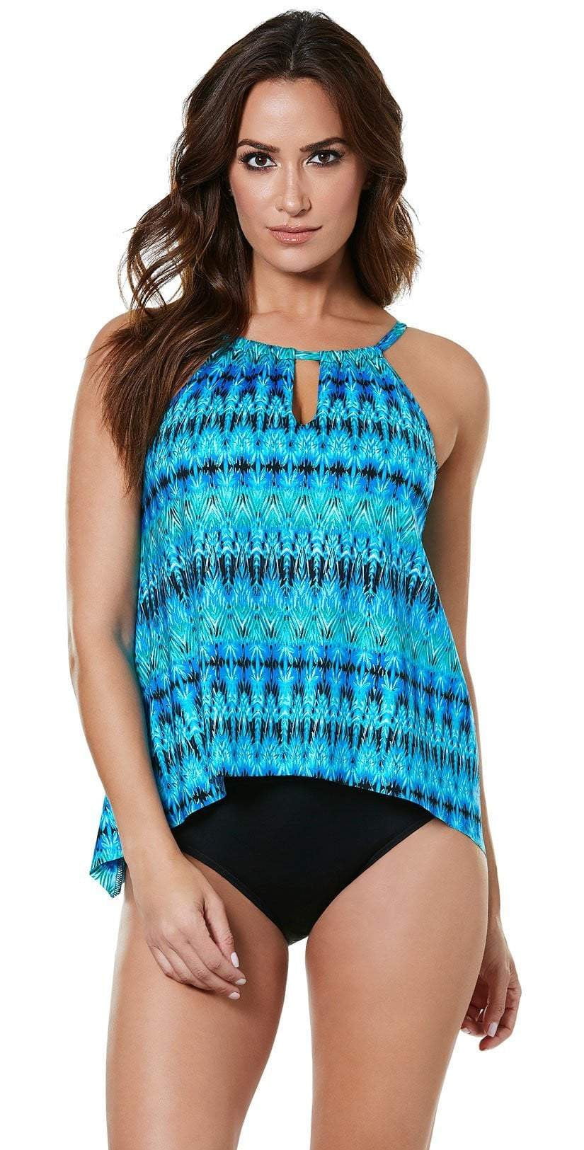  Miraclesuit Cabana Chic Blue Peephole Tankini Top
