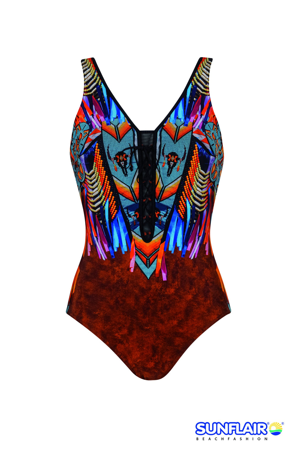  Sunflair Brown Feather One Piece