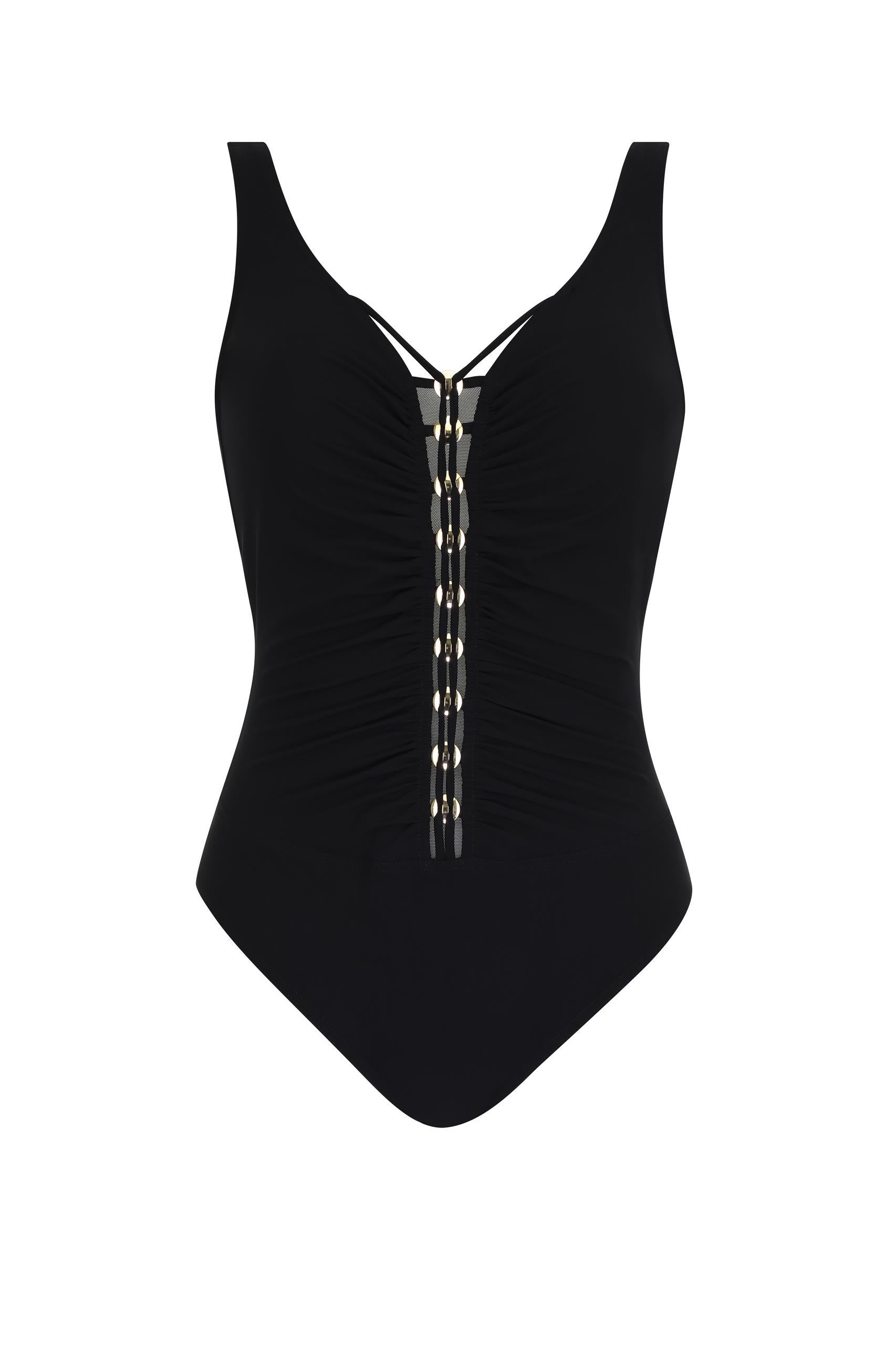  Sunflair Black Woven Front One Piece