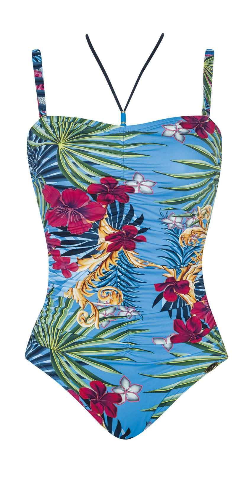  Sunflair Blue Henry Bandeau One Piece Swimsuit