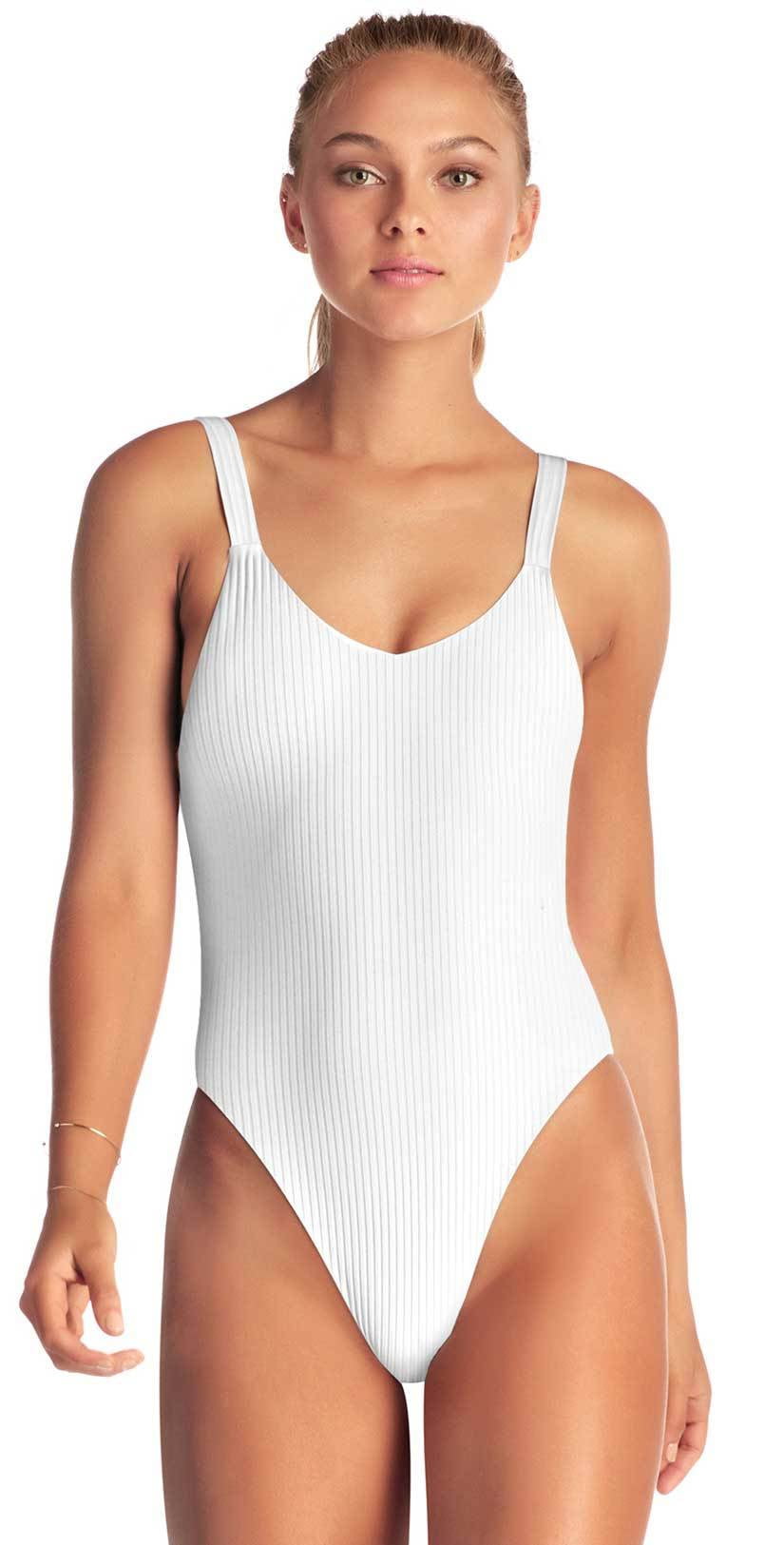  Vitamin A EcoRib Leah Full Coverage One Piece Swimsuit In White