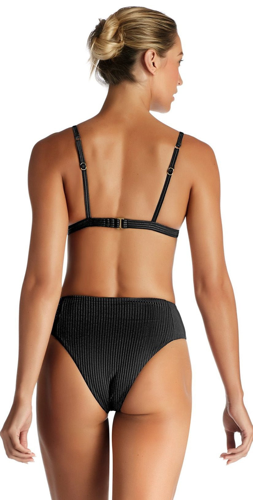  Vitamin A EcoRib Moss Triangle Bikini Top In Black