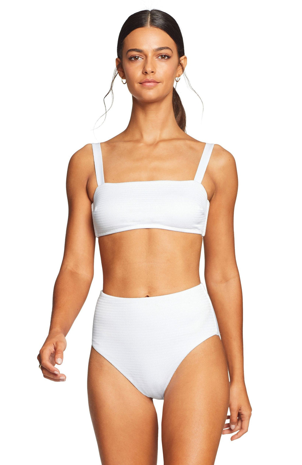  Vitamin A Barcelona Full Cut Bikini Bottom In White EcoTex