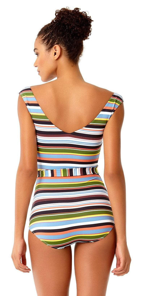  Anne Cole Studio Over The Shoulder Sash One Piece Swimsuit