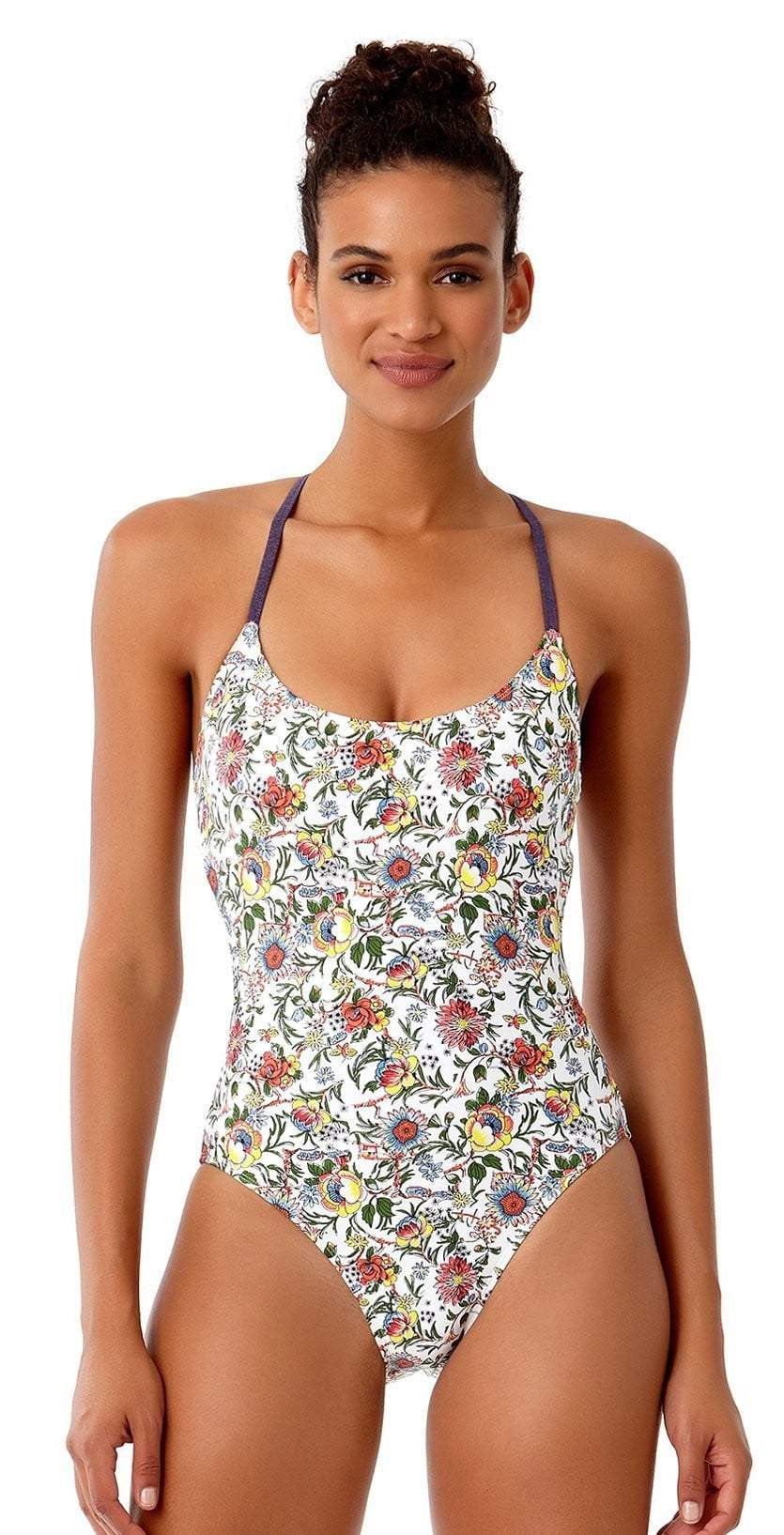  Anne Cole Studio Lace Back Vintage One Piece Swimsuit