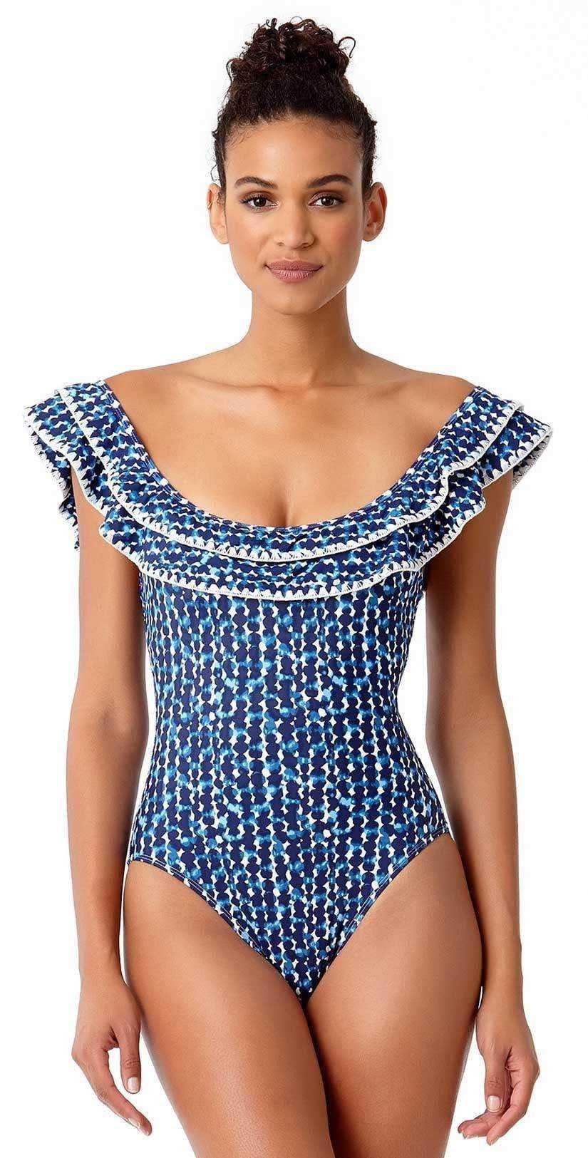  Anne Cole Studio Flounce Vintage One Piece Swimsuit