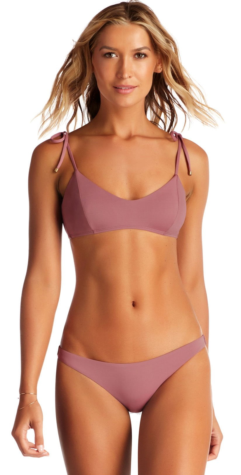  Vitamin A EcoLux Zuma Bralette Bikini Top In Dusty Rose