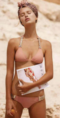  Beach Bunny Alexa Triangle Top In Whiskey Rose