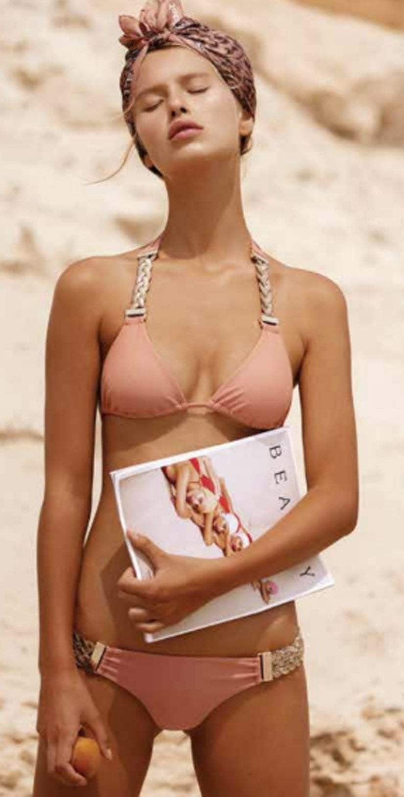  Beach Bunny Alexa Triangle Top In Whiskey Rose