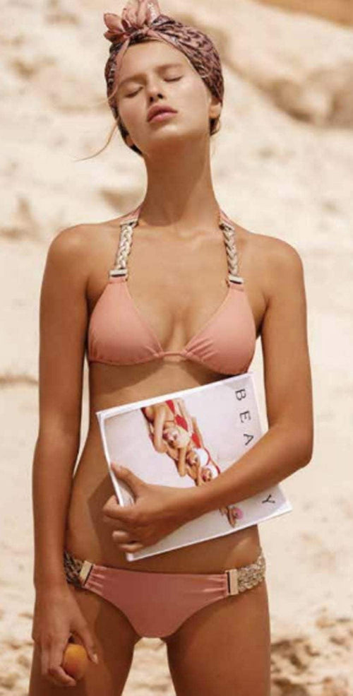  Beach Bunny Alexa Triangle Top In Whiskey Rose