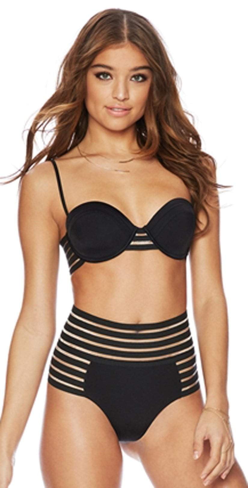 Beach Bunny Sheer Addiction Balconette Bikini Top In Black