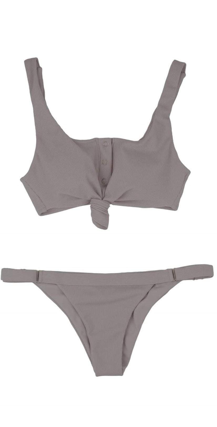  Beach Bunny Rib Tide Skimpy Bottoms In Taupe