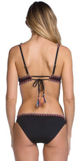  Becca Mardi Gras Crocheted Tie Side Ruched Bottom 514487-BLK