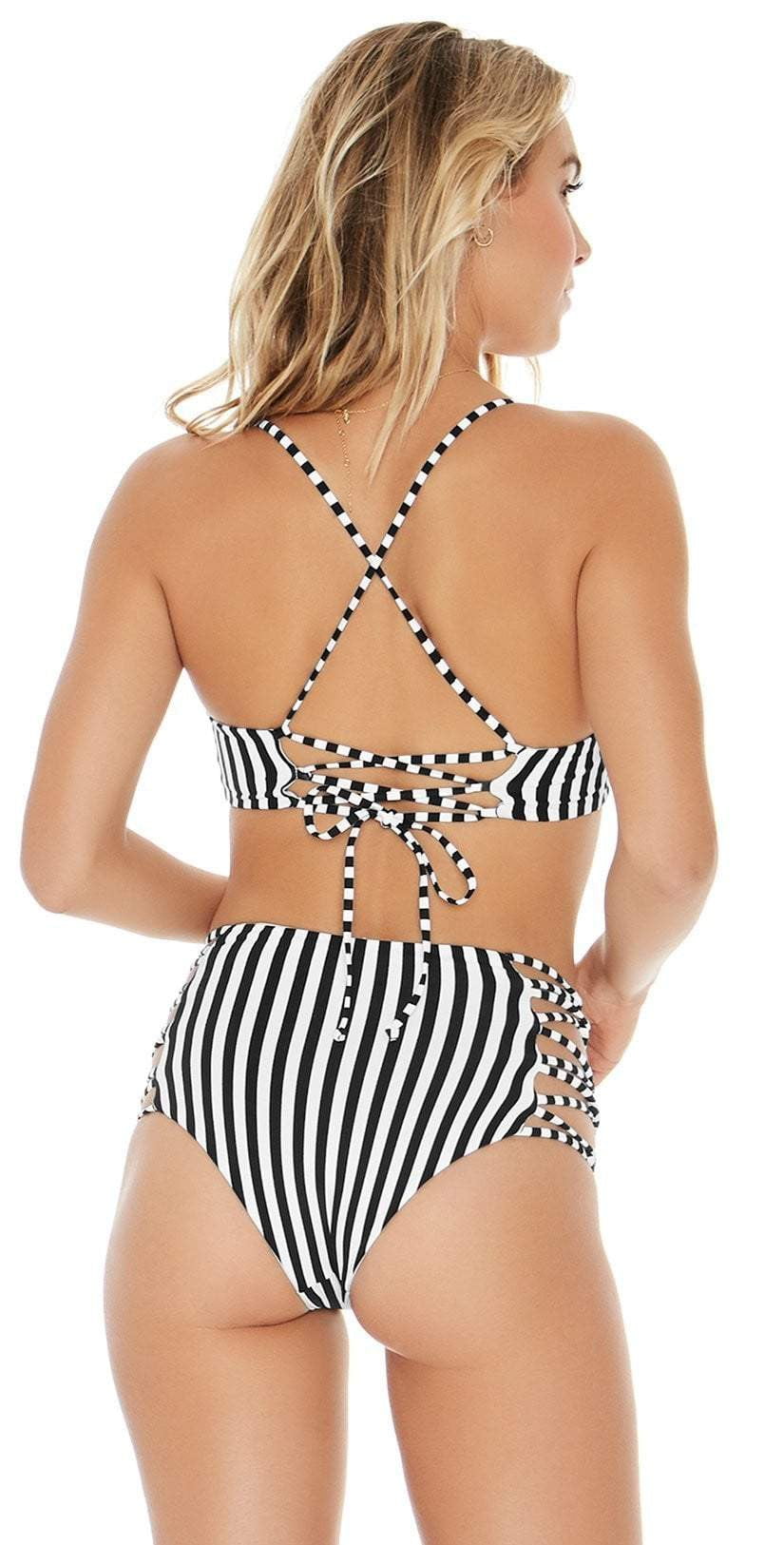  L Space Stripe Reversible Tripp High Waist Bikini Bottom