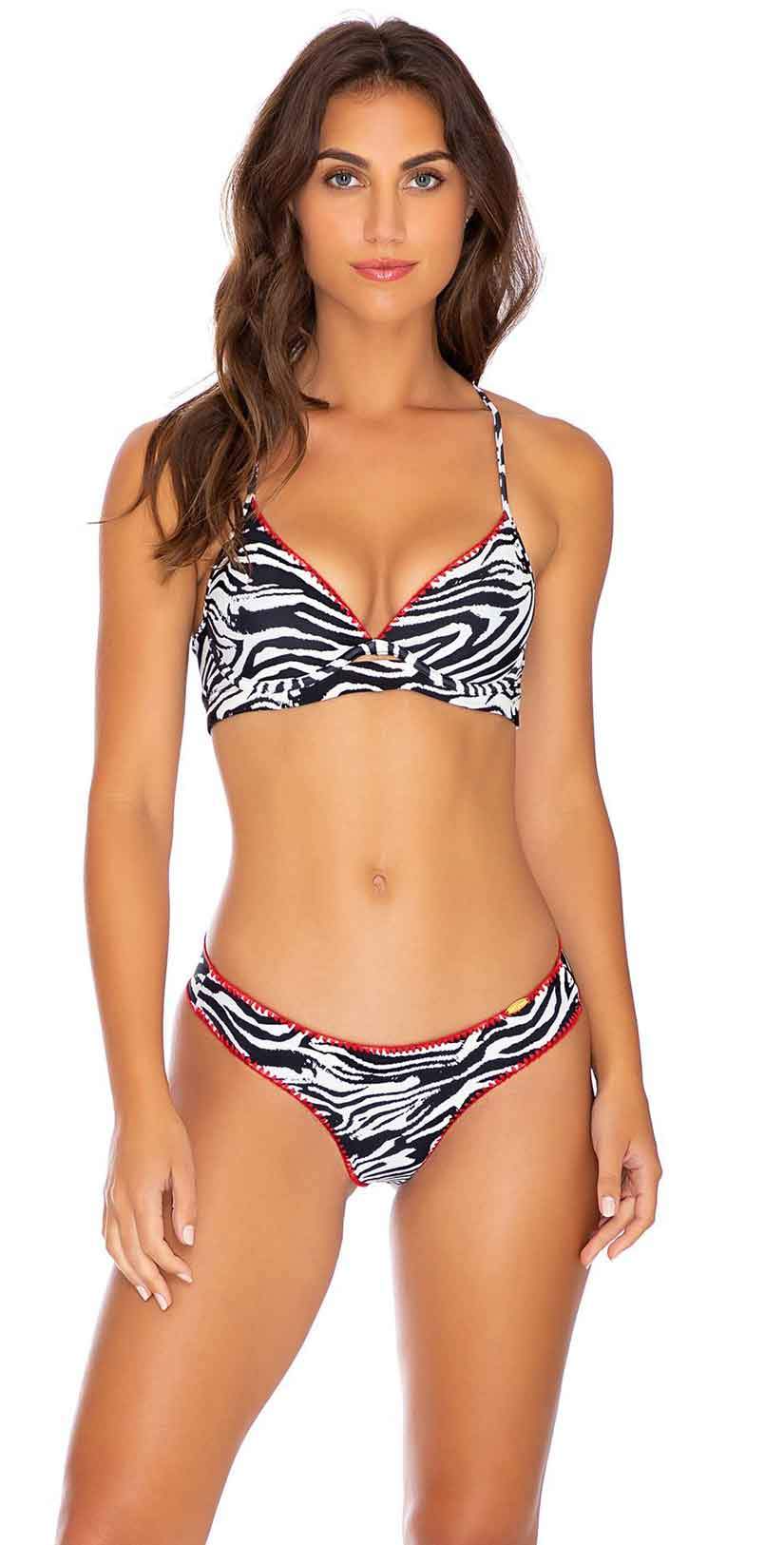  Luli Fama Jungle Queen Cross Back Bustier Top In Perla L236m63-003