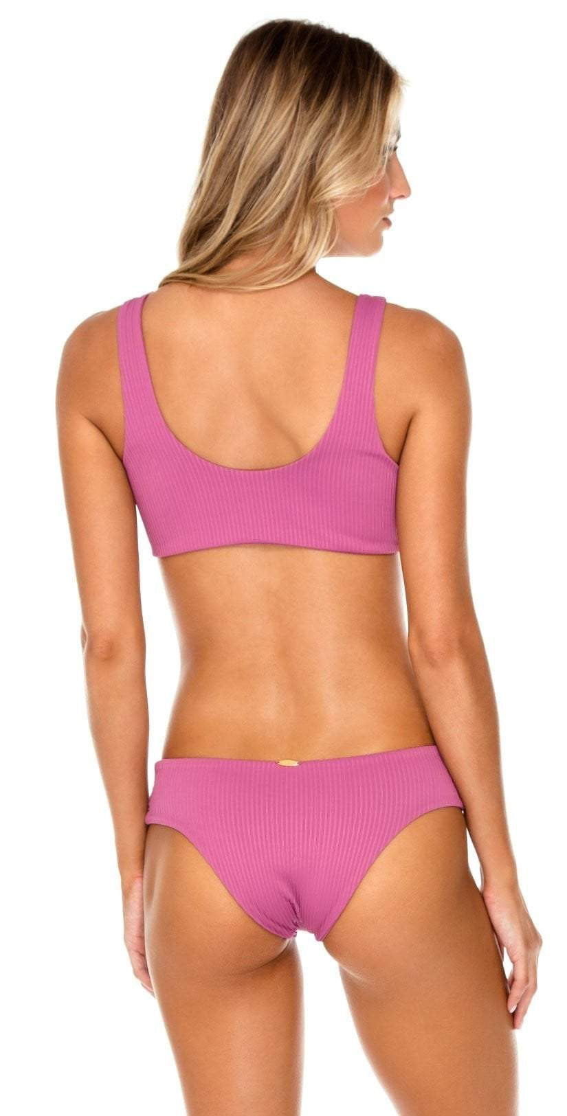 Luli Fama Orillas Del Mar Lace Up Bralette Bikini Top In Raspberry