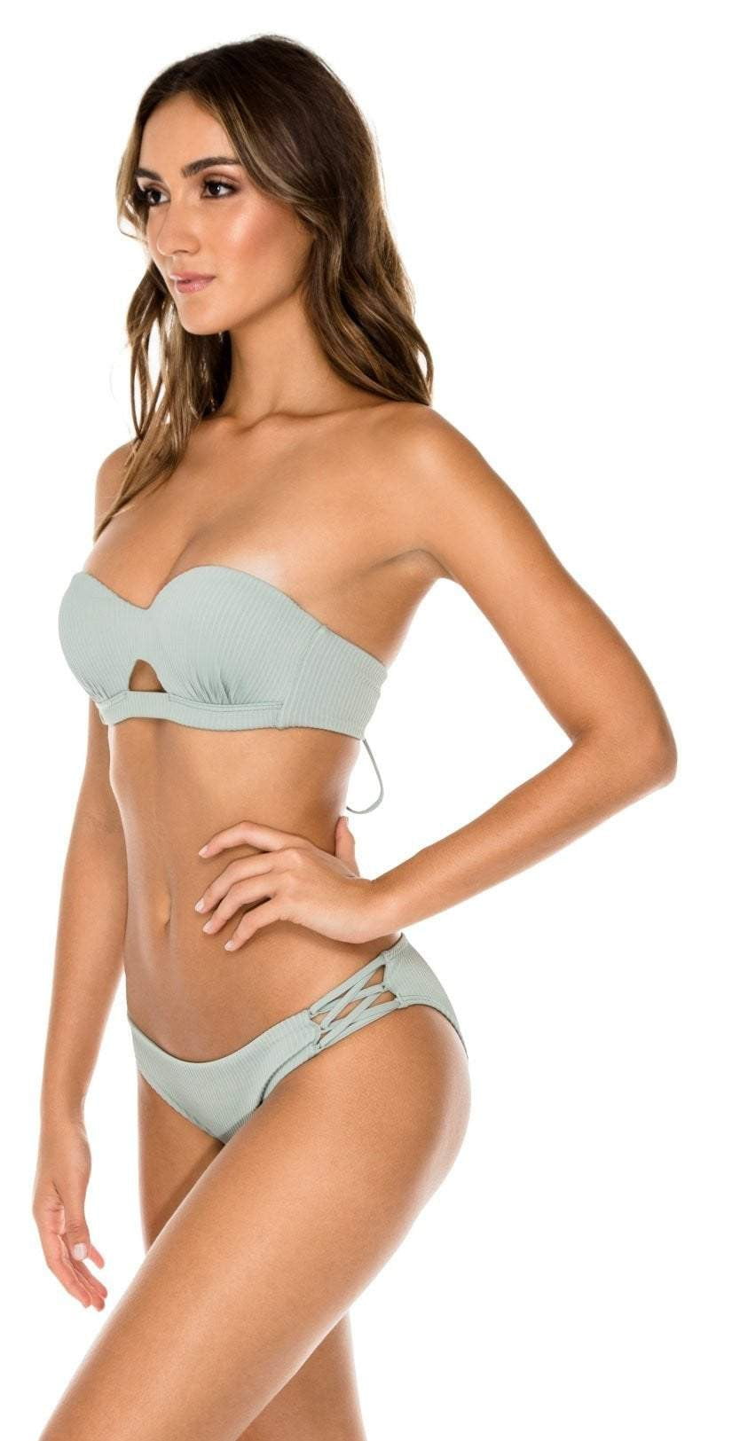  Luli Fama Orillas Del Mar Underwire Bandeau Bikini Top In Green