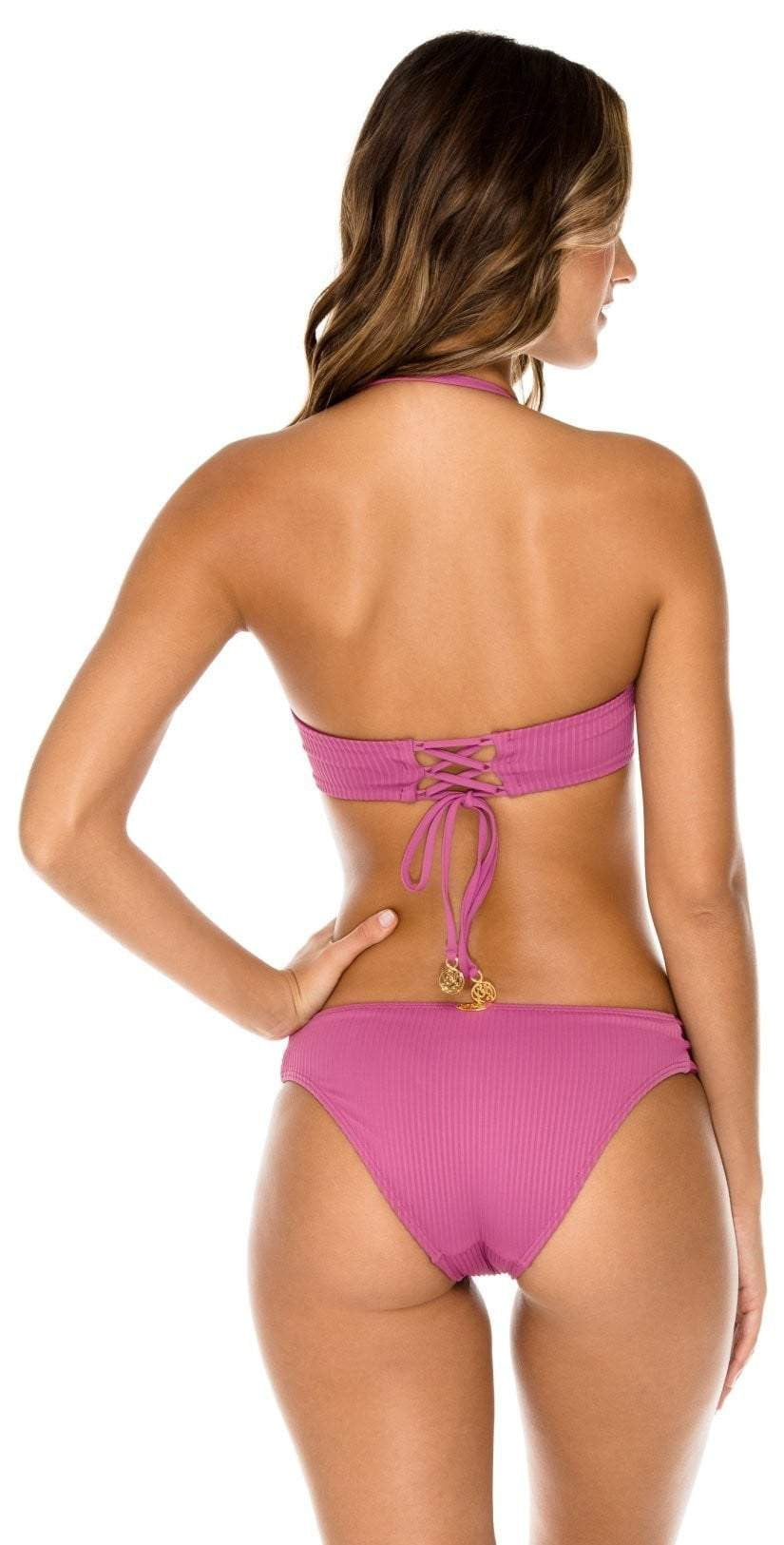  Luli Fama Orillas Del Mar Underwire Bandeau Bikini Top In Purple