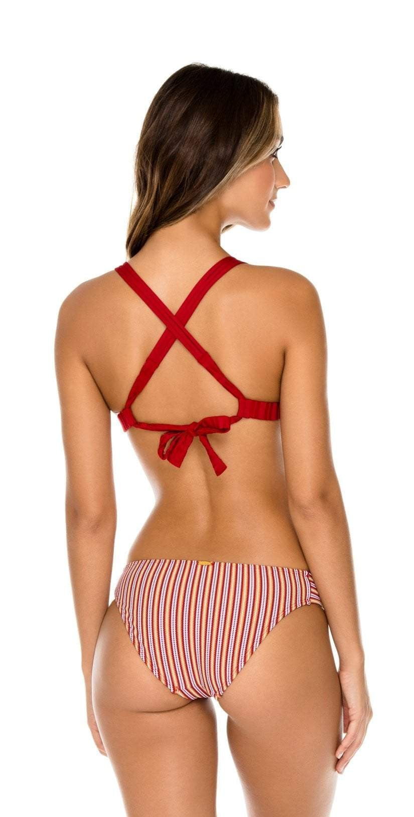  Luli Fama Torre De Oro Push Up Halter Bikini Top In Red