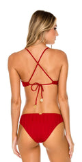  Luli Fama Turi Turai Ring Side Full Cut Bikini Bottom In Red