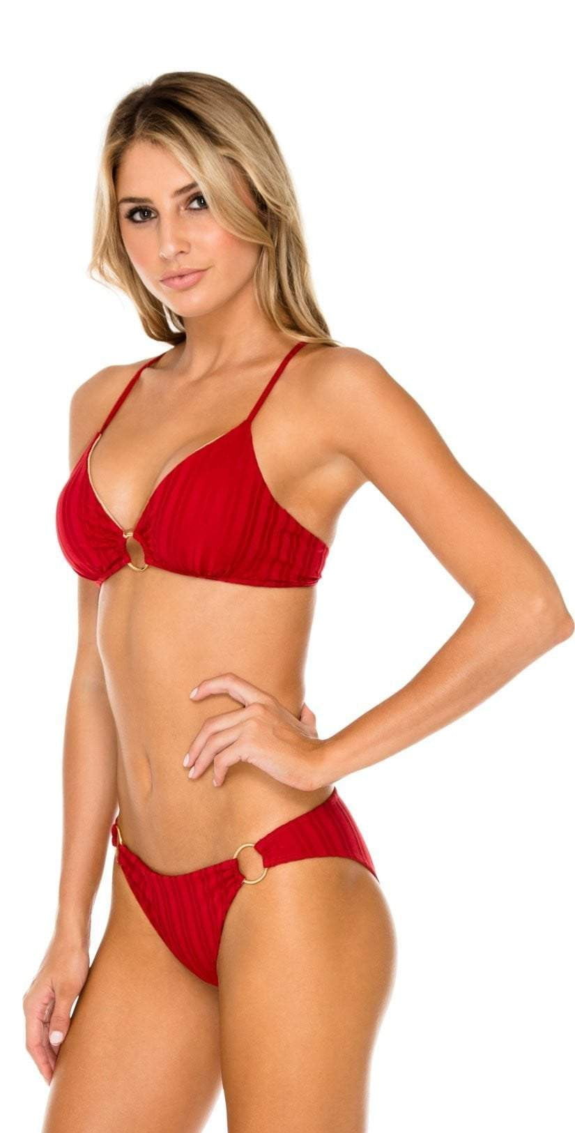  Luli Fama Turi Turai Ring Side Full Cut Bikini Bottom In Red