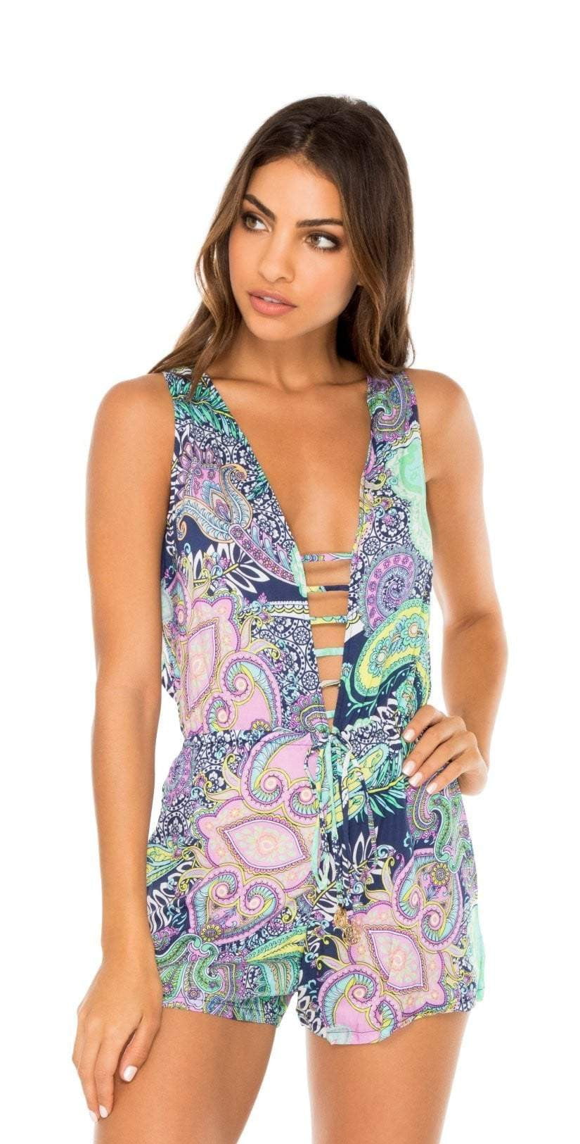  Luli Fama Dynasty Malecon Romper In Blue