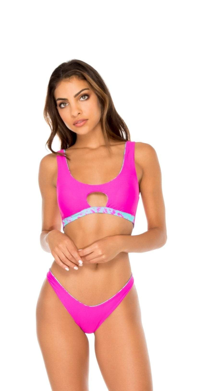  Luli Fama Mar Y Sal Reversible High Leg Brazilian Bikini Bottom