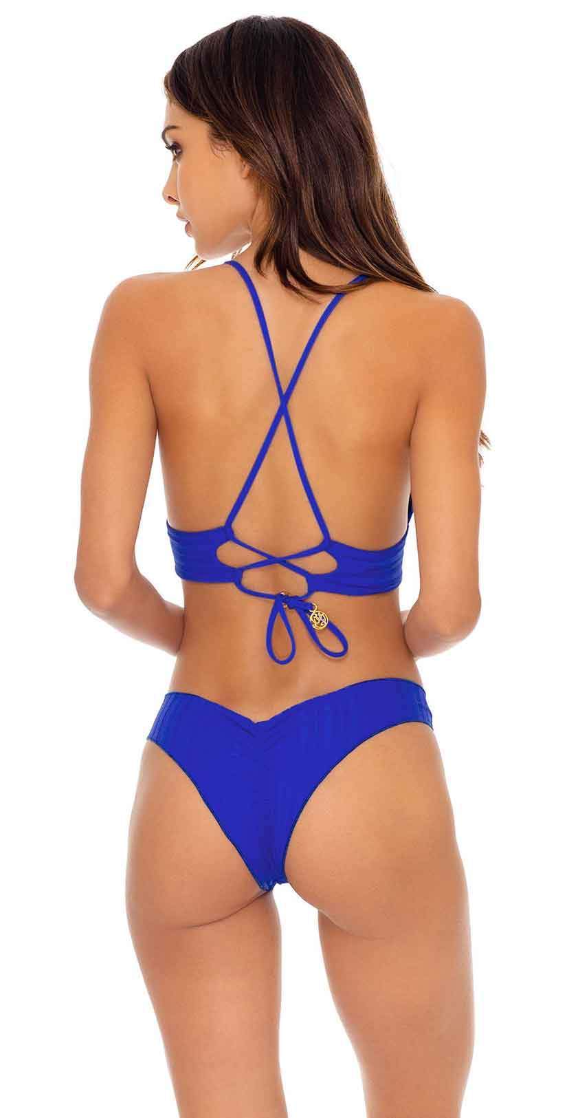  Luli Fama Last Fling Seamless Wavey Ruched Back Bottom In Something Blue
