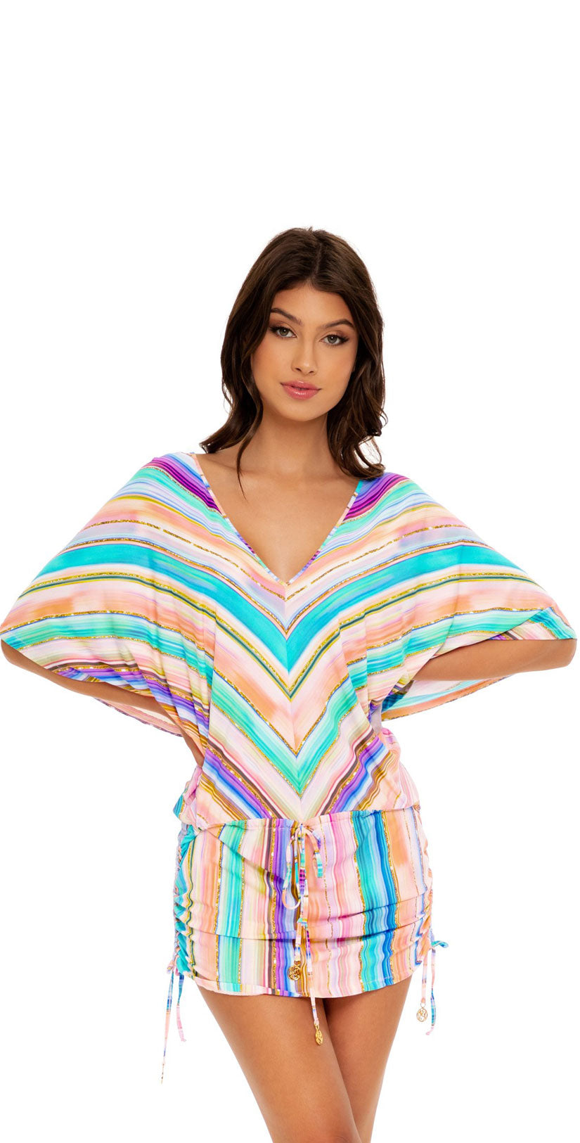  Luli Fama Heat Waves Cabana V-Neck Dress