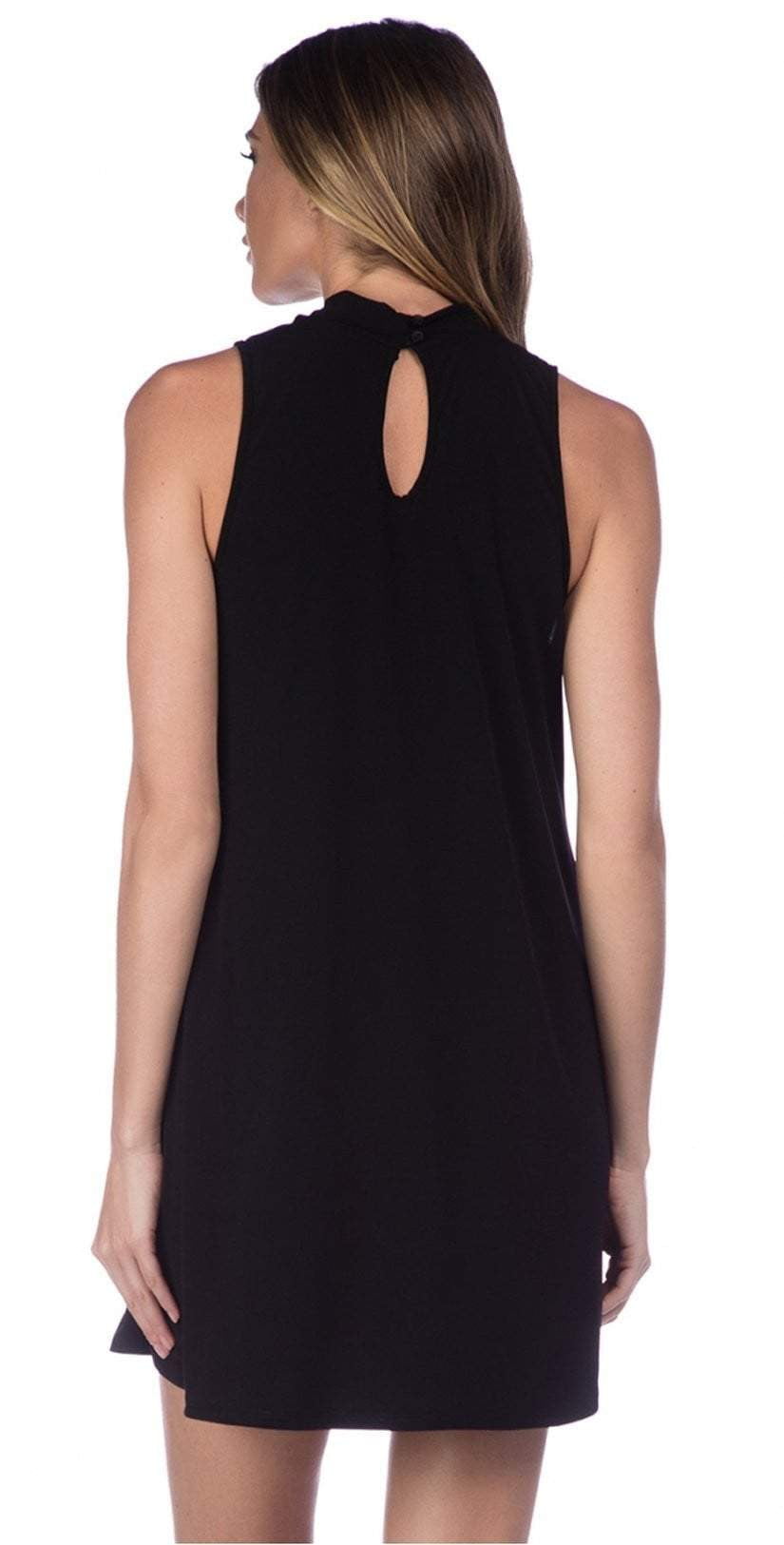  La Blanca Undercover Mock Neck Swing Dress In Black LA8LP31-BLK