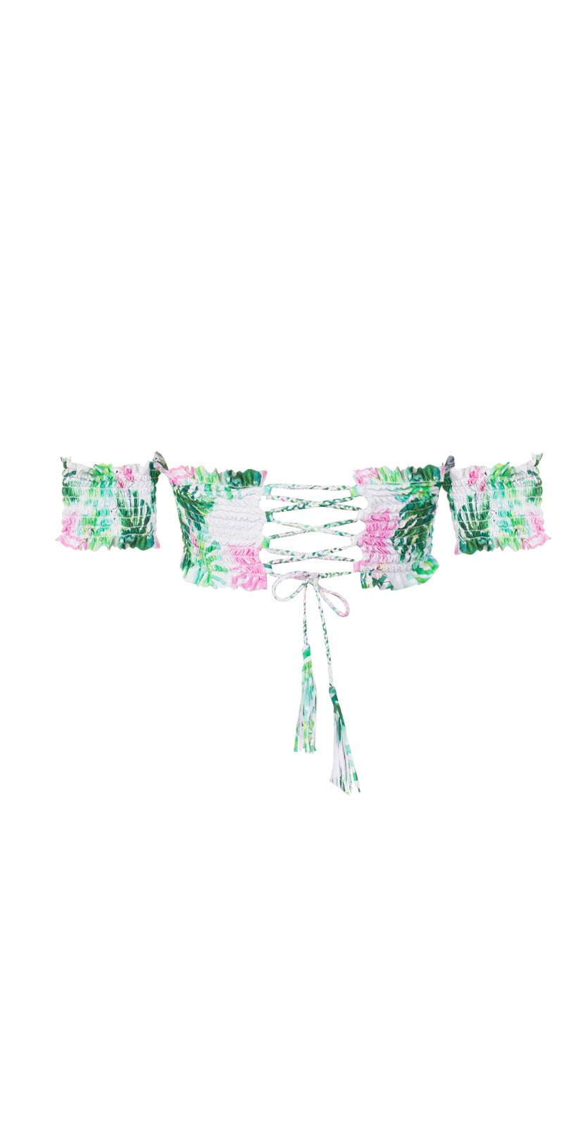  PilyQ Mingos Smocked Off The Shoulder Bikini Top