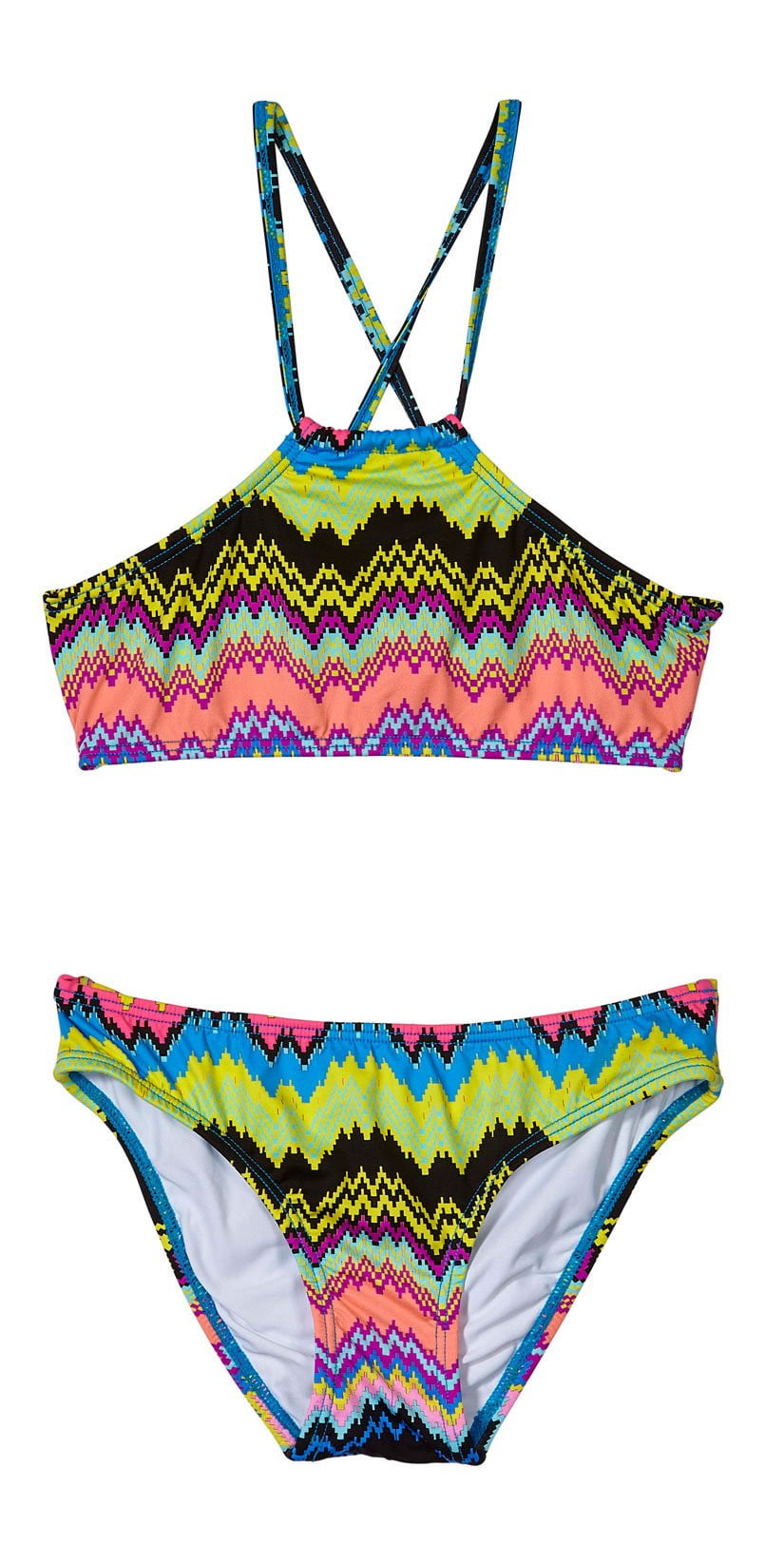 PilyQ Girl's Clara High Neck Bikini Set