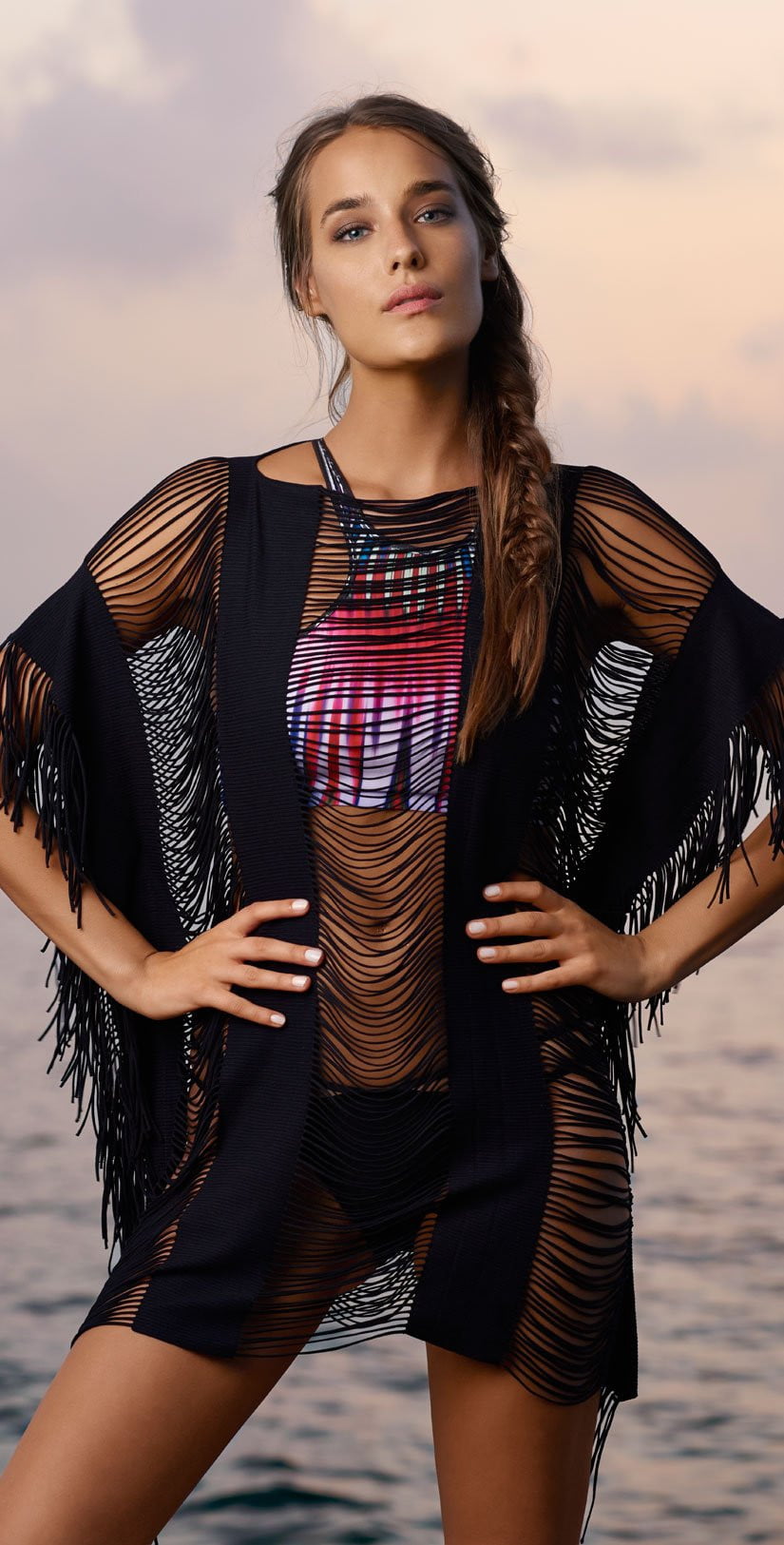  PilyQ Black Gold Monique Cover Up In Black