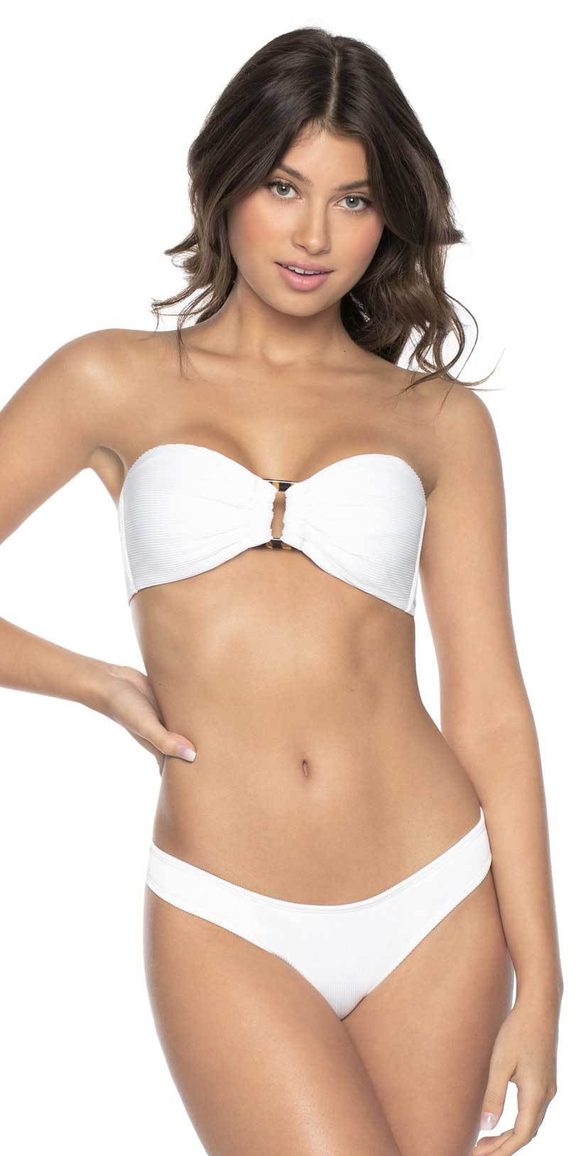  PilyQ White Pearl Detail Bandeau Bikini Top